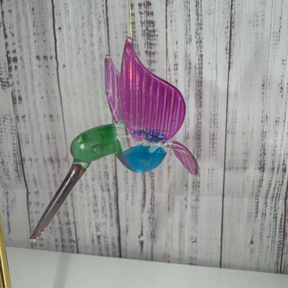 Hummingbird Glass Ornament Hand Made Holiday Home Decor (C)